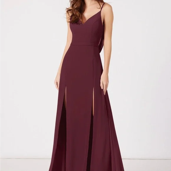 azazie cabernet bridesmaid dress Azazie A-Line V-Neck Floor-Length Chiffon Bridesmaid Dresses